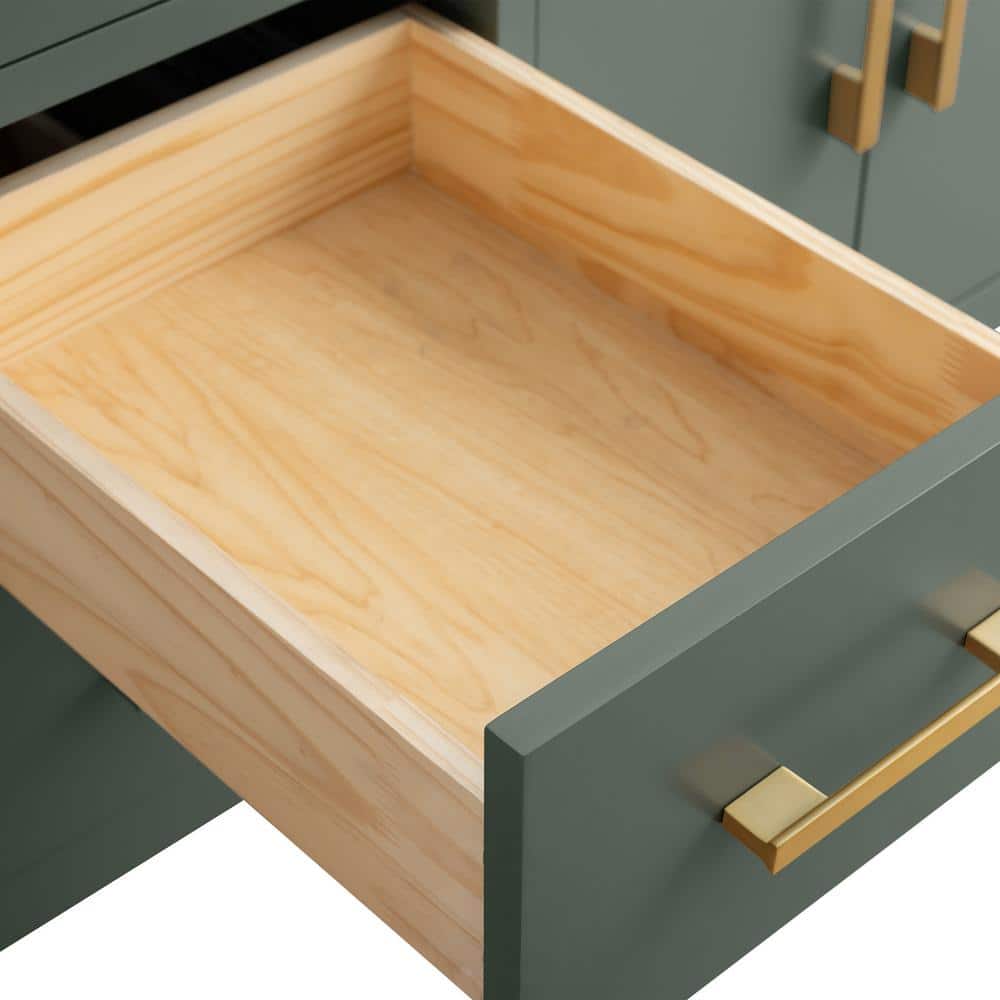 Vanity Art 72 in. W x 22 in. D x 34 in. H Double Sink Bathroom Vanity Cabinet in Vintage Green with Engineered Marble Top