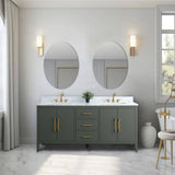Vanity Art 72 in. W x 22 in. D x 34 in. H Double Sink Bathroom Vanity Cabinet in Vintage Green with Engineered Marble Top
