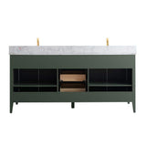 Vanity Art 72 in. W x 22 in. D x 34 in. H Double Sink Bathroom Vanity Cabinet in Vintage Green with Engineered Marble Top