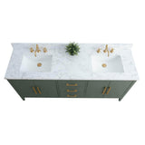 Vanity Art 72 in. W x 22 in. D x 34 in. H Double Sink Bathroom Vanity Cabinet in Vintage Green with Engineered Marble Top