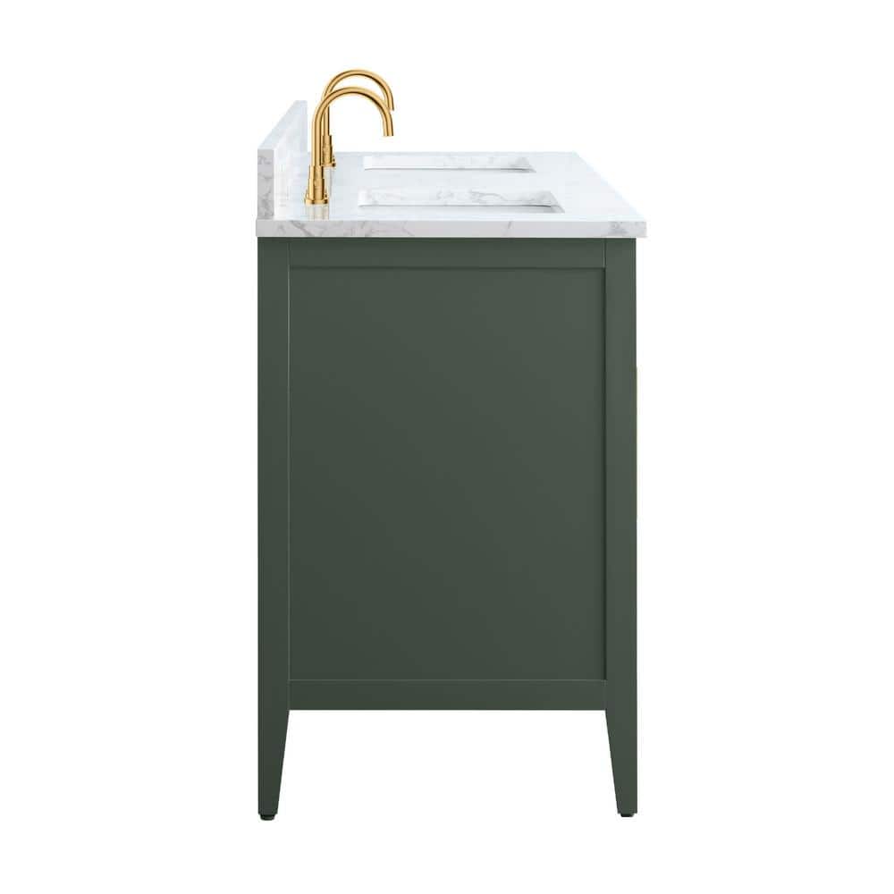 Vanity Art 72 in. W x 22 in. D x 34 in. H Double Sink Bathroom Vanity Cabinet in Vintage Green with Engineered Marble Top