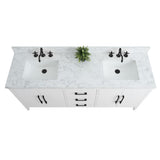 Vanity Art 72 in. W x 22 in. D x 34 in. H Double Sink Bathroom Vanity Cabinet in White with Engineered Marble Top