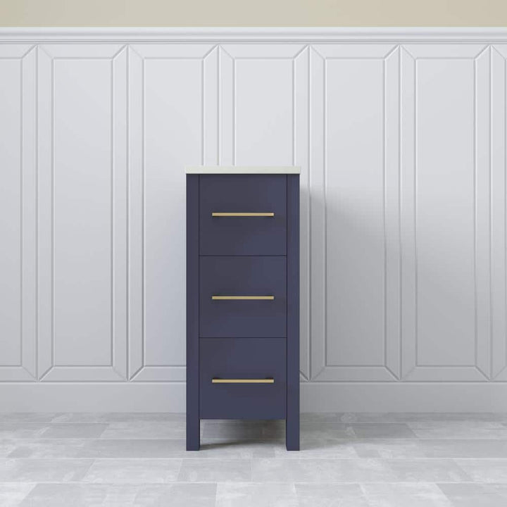 Vanity Art 12 in. W x 18.5 in. D x 30 in. H Bath Vanity Side Cabinet in Blue with Engineered Marble Top