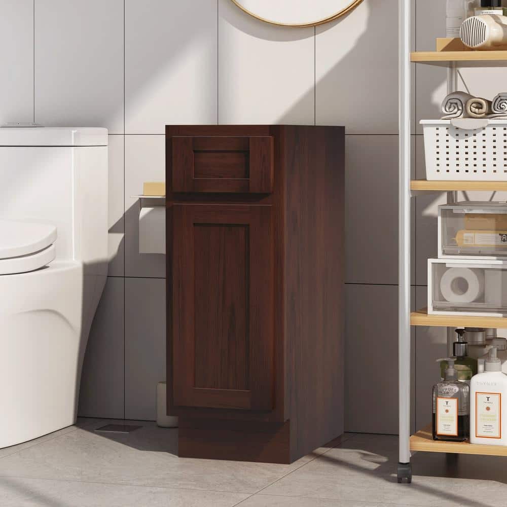 Vanity Art 12 in. W x 21 in. D x 32.5 in. H 1-Drawer Bath Vanity Cabinet Only in Brown