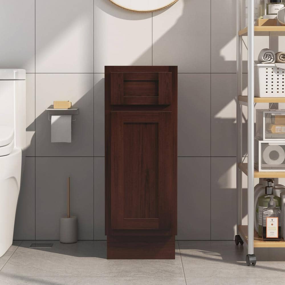 Vanity Art 12 in. W x 21 in. D x 32.5 in. H 1-Drawer Bath Vanity Cabinet Only in Brown