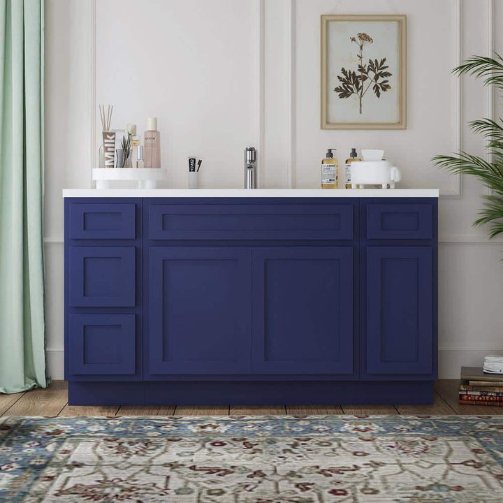 Vanity Art 54 in. W x 21 in. D x 32.5 in. H Bath Vanity Cabinet without Top in Blue