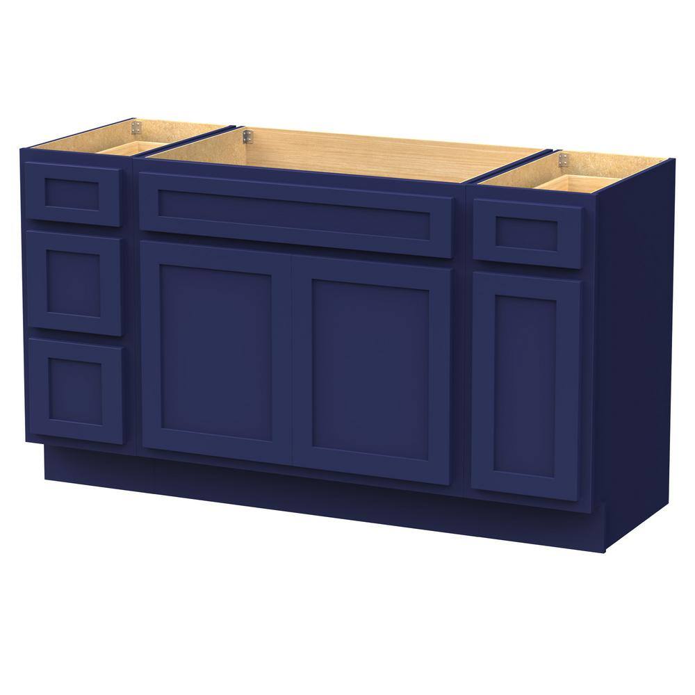 Vanity Art 57 in. W x 21 in. D x 32.5 in. H Bath Vanity Cabinet without Top in Blue