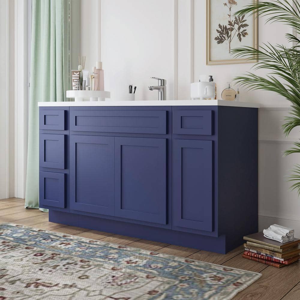 Vanity Art 57 in. W x 21 in. D x 32.5 in. H Bath Vanity Cabinet without Top in Blue