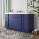 Vanity Art 57 in. W x 21 in. D x 32.5 in. H Bath Vanity Cabinet without Top in Blue