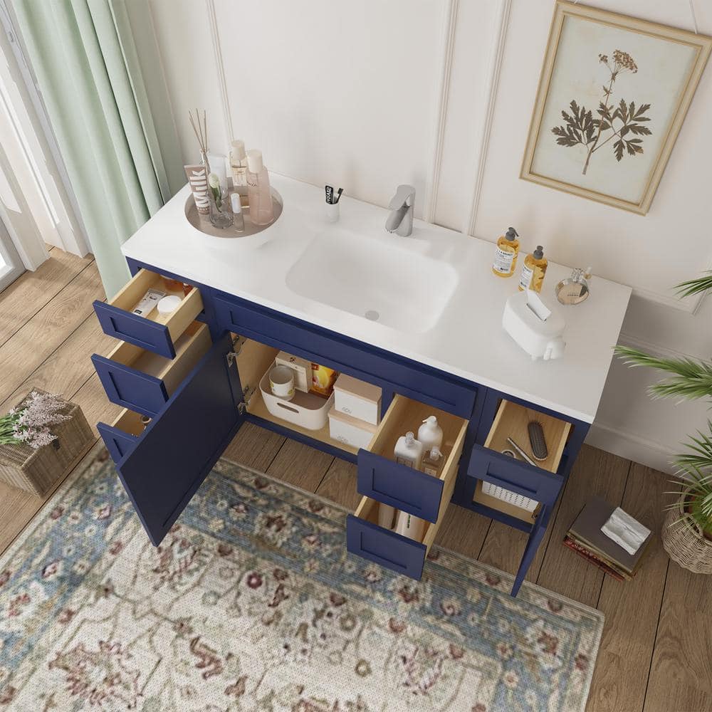 Vanity Art 60 in. W x 21 in. D x 32.5 in. H Bath Vanity Cabinet without Top in Blue