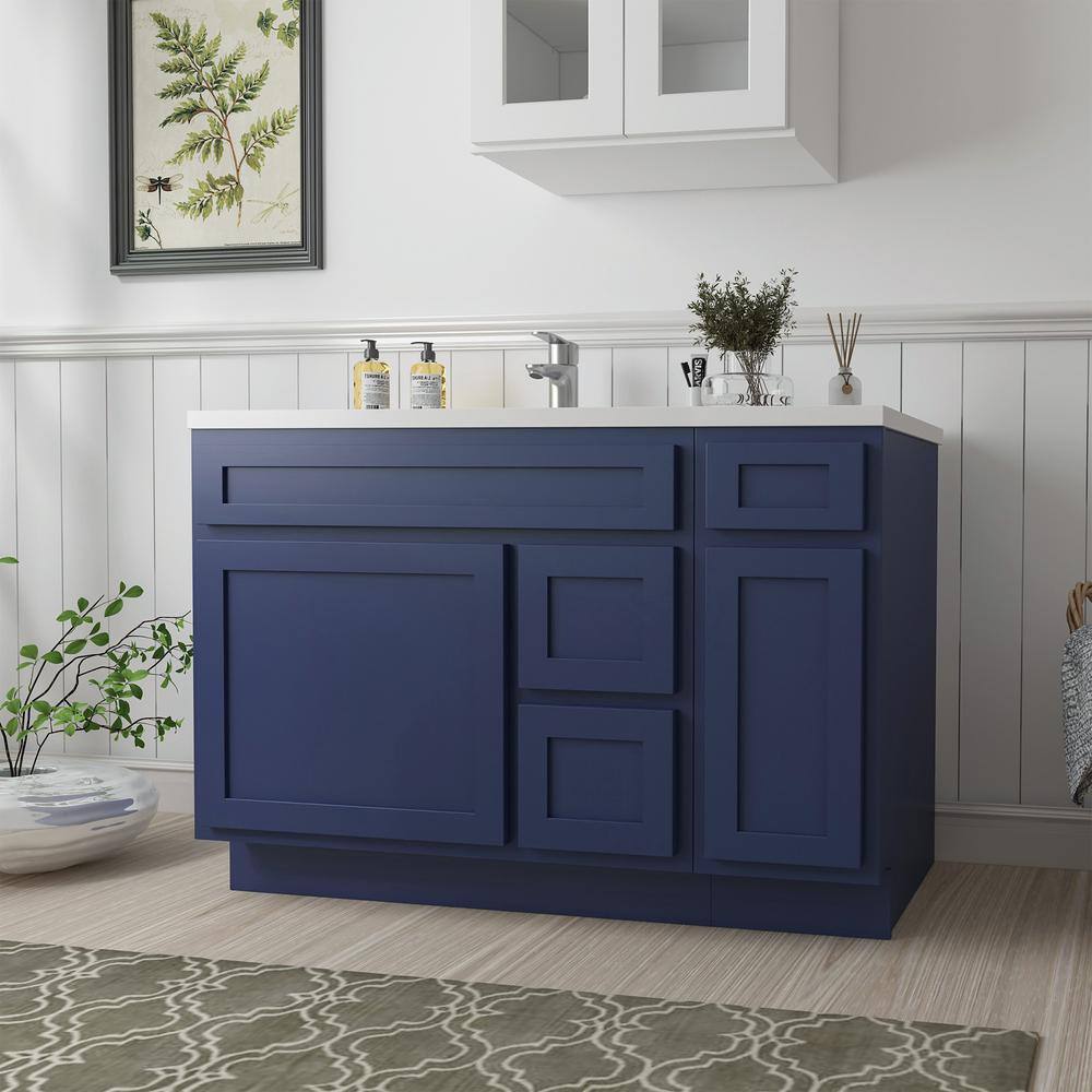 Vanity Art 48 in. W x 21 in. D x 32.5 in. H Bath Vanity Cabinet without Top in Blue
