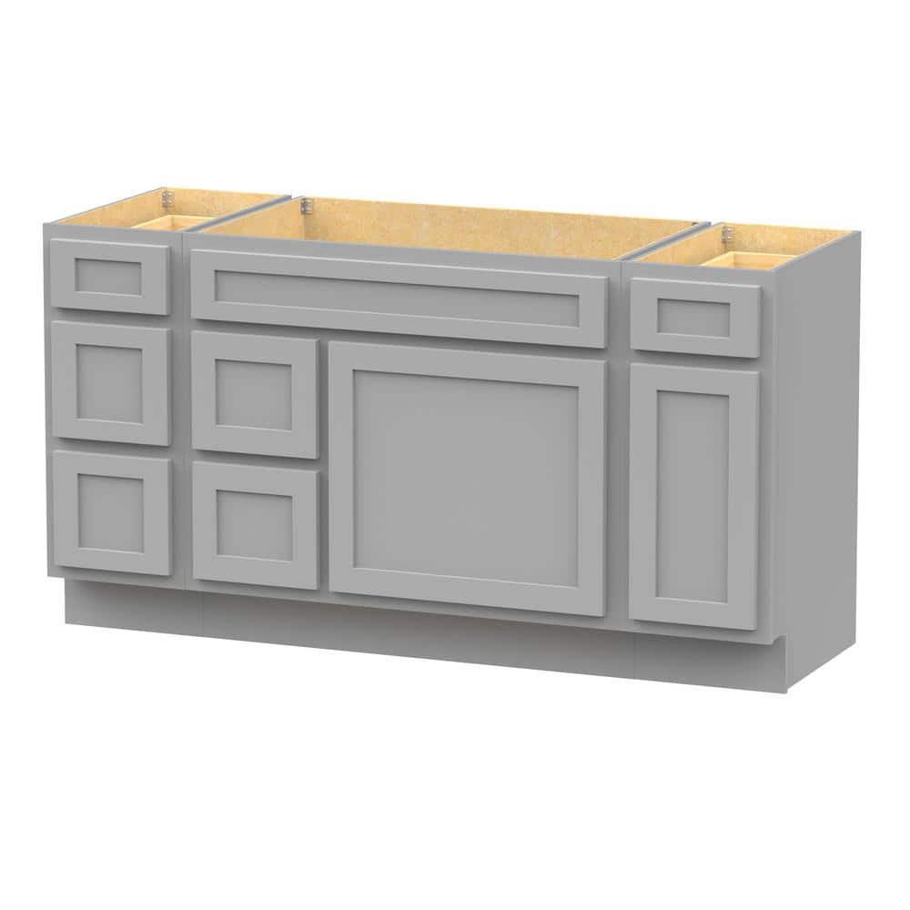 Vanity Art 60 in. W x 21 in. D x 32.5 in. H Bath Vanity Cabinet without Top in Gray