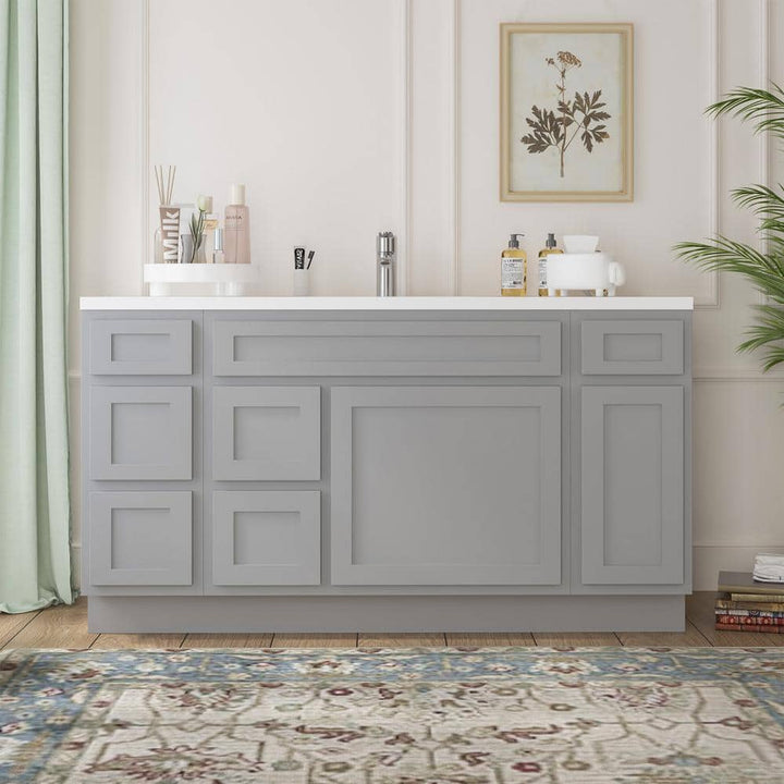 Vanity Art 60 in. W x 21 in. D x 32.5 in. H Bath Vanity Cabinet without Top in Gray
