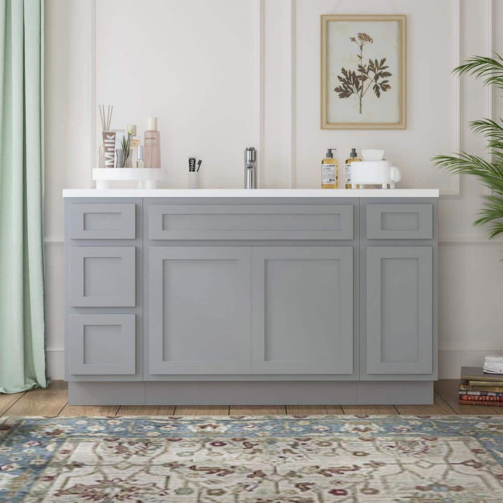 Vanity Art 63 in. W x 21 in. D x 32.5 in. H Bath Vanity Cabinet without Top in Gray