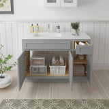 Vanity Art 42 in. W x 21 in. D x 32.5 in. H Bath Vanity Cabinet without Top in Gray