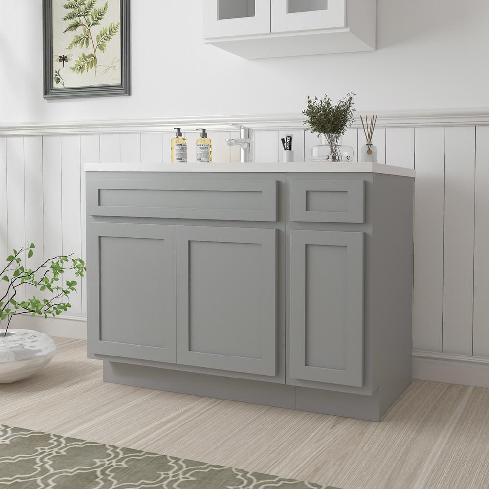 Vanity Art 42 in. W x 21 in. D x 32.5 in. H Bath Vanity Cabinet without Top in Gray
