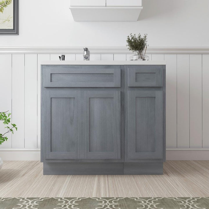 Vanity Art 36 in. W x 21 in. D x 32.5 in. H Bath Vanity Cabinet without Top in Silver