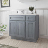 Vanity Art 36 in. W x 21 in. D x 32.5 in. H Bath Vanity Cabinet without Top in Silver