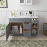 Vanity Art 48 in. W x 21 in. D x 32.5 in. H Bath Vanity Cabinet without Top in Silver