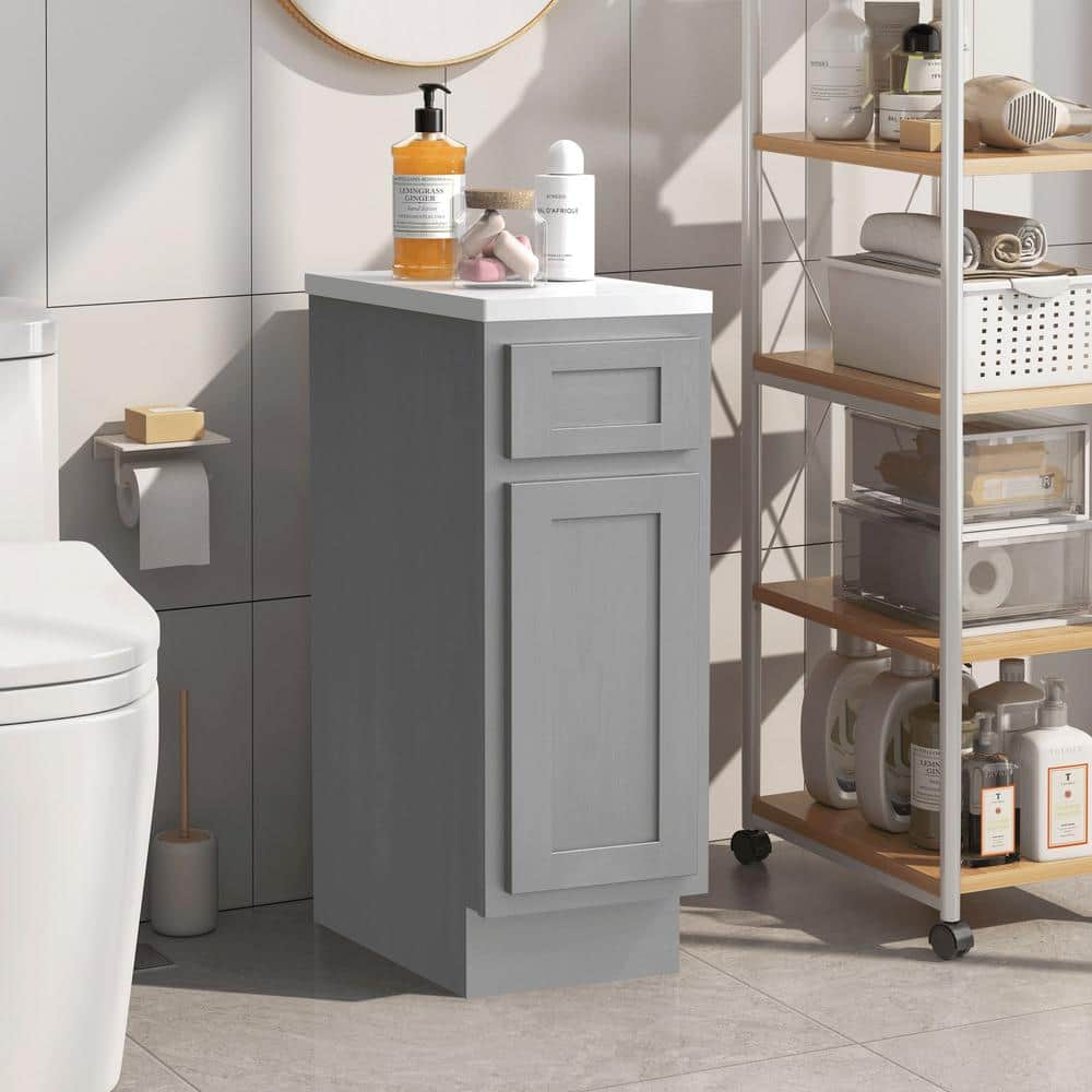 Vanity Art 12 in. W x 21 in. D x 32.5 in. H 1-Drawer Bath Vanity Cabinet without Top in Silver