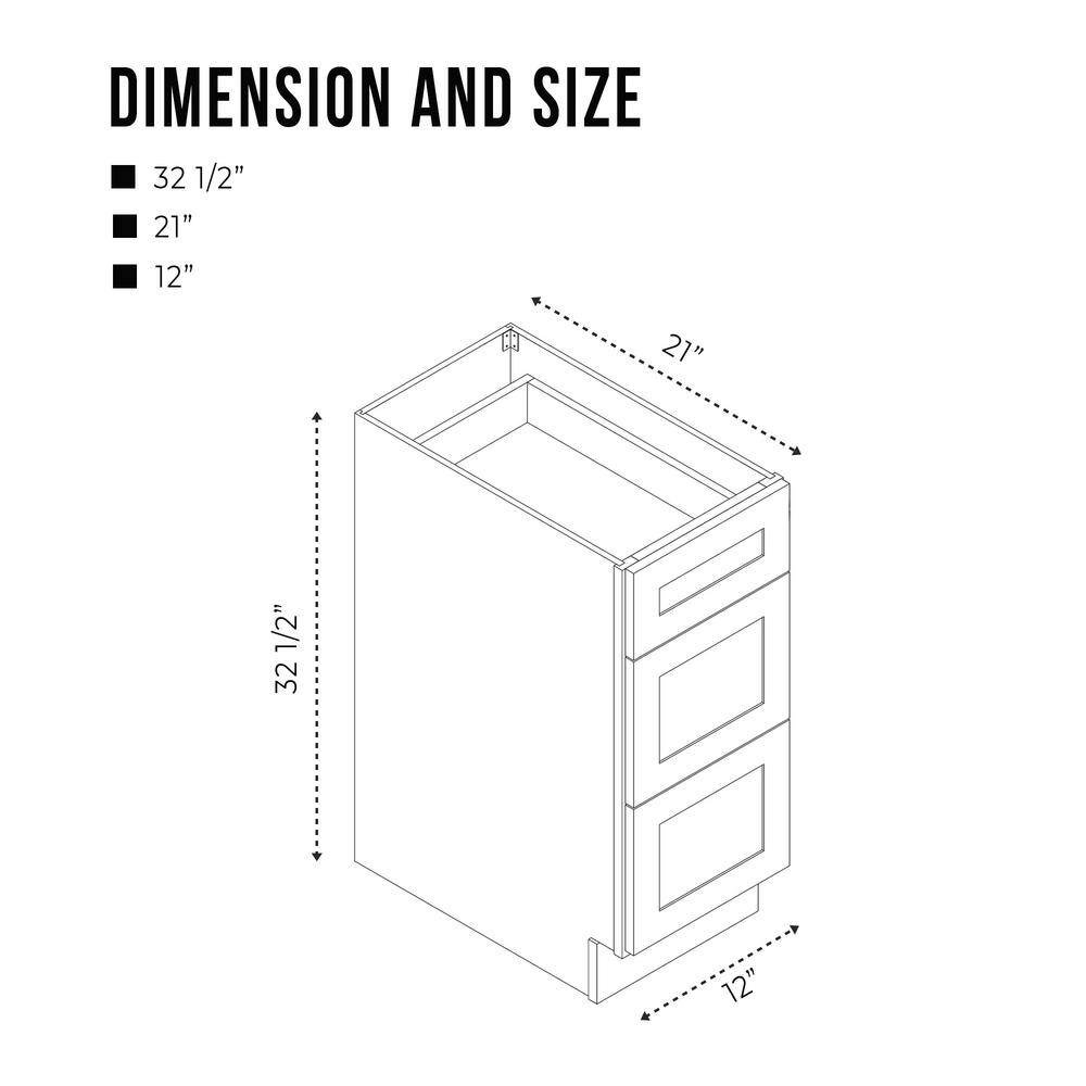 Vanity Art 12 in. W x 21 in. D x 32.5 in. H 3-Drawers Bath Vanity Cabinet Only in Brown