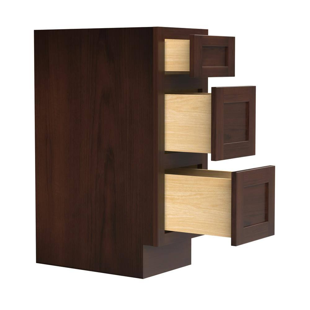 Vanity Art 12 in. W x 21 in. D x 32.5 in. H 3-Drawers Bath Vanity Cabinet Only in Brown