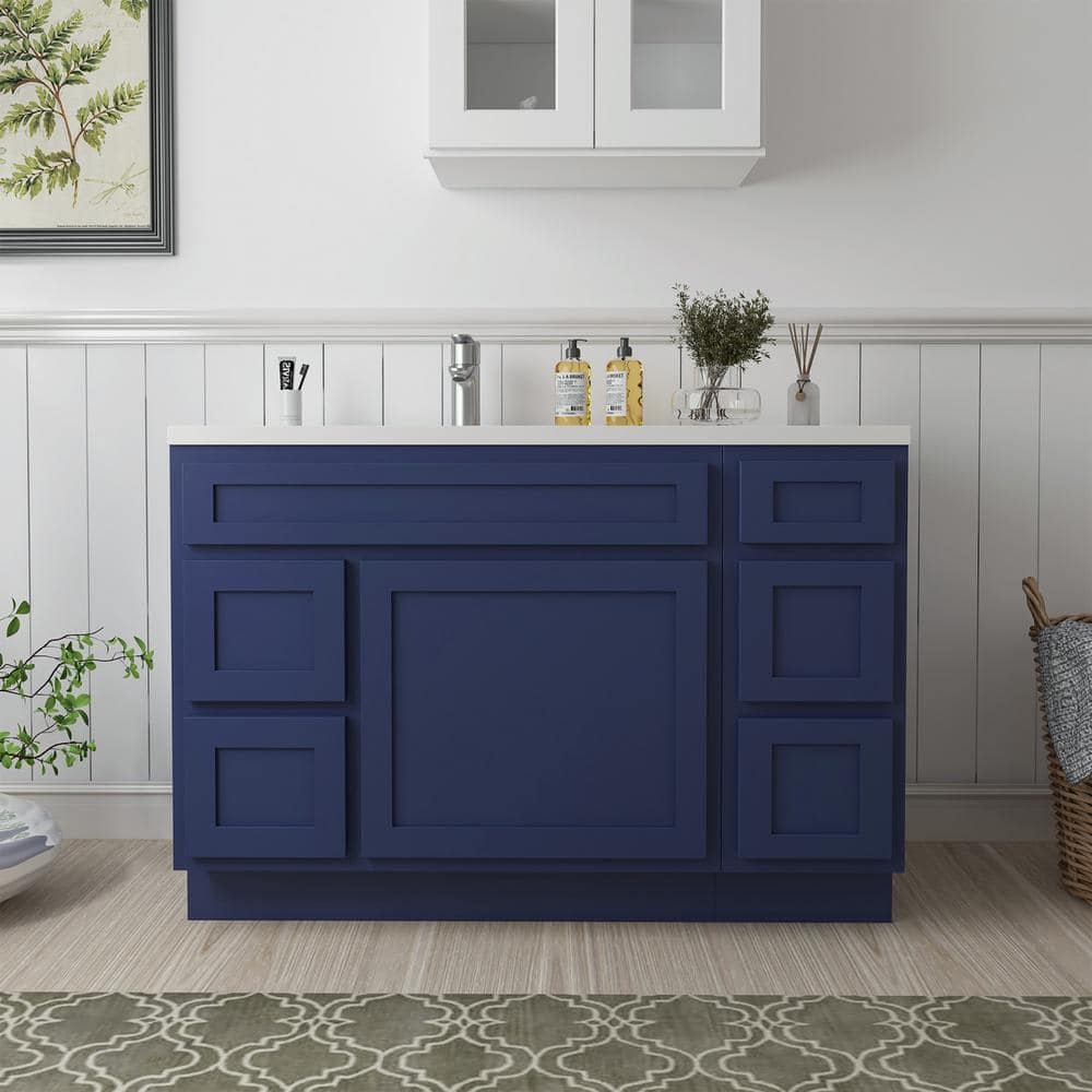 Vanity Art 48 in. W x 21 in. D x 32.5 in. H Bath Vanity Cabinet without Top in Blue