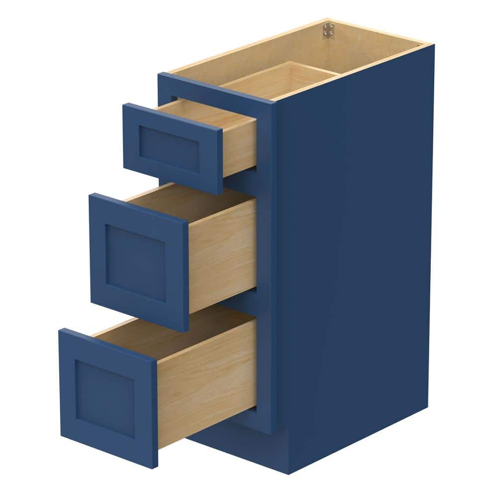 Vanity Art 12 in. W x 21 in. D x 32.5 in. H 3-Drawers Bath Vanity Cabinet without Top in Blue