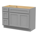 Vanity Art 51 in. W. x 21 in. D x 32.5 in. H Bath Vanity Cabinet without Top in Gray