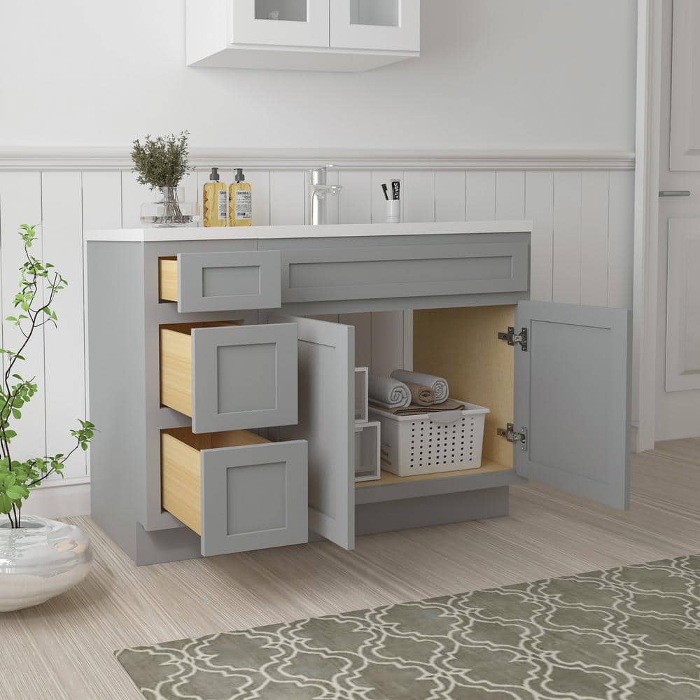 Vanity Art 51 in. W. x 21 in. D x 32.5 in. H Bath Vanity Cabinet without Top in Gray