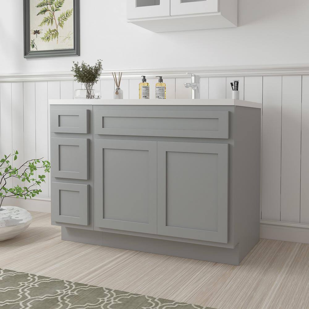 Vanity Art 51 in. W. x 21 in. D x 32.5 in. H Bath Vanity Cabinet without Top in Gray