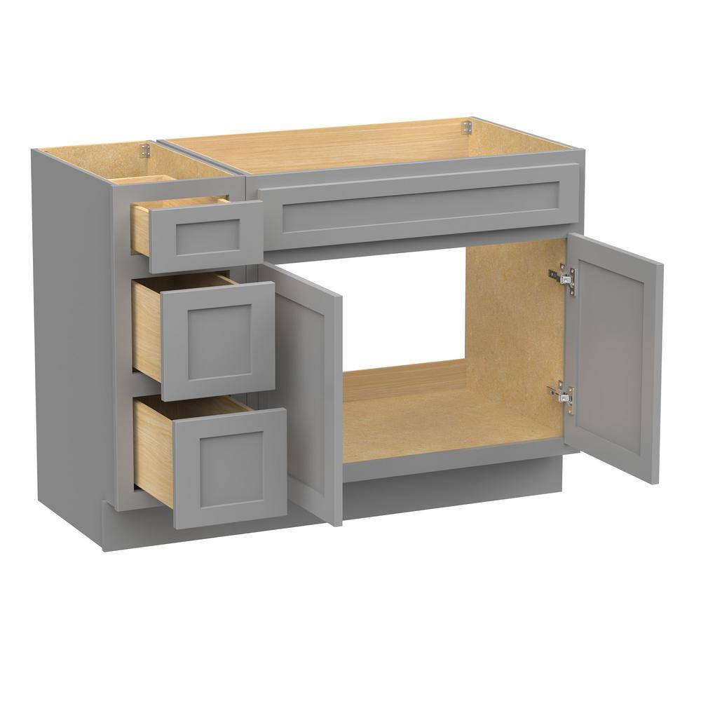 Vanity Art 51 in. W. x 21 in. D x 32.5 in. H Bath Vanity Cabinet without Top in Gray