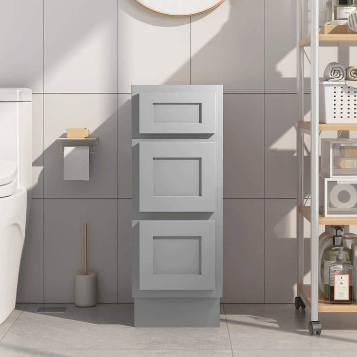 Vanity Art 12 in. W x 21 in. D x 32.5 in. H 3-Drawers Bath Vanity Cabinet Only in Gray