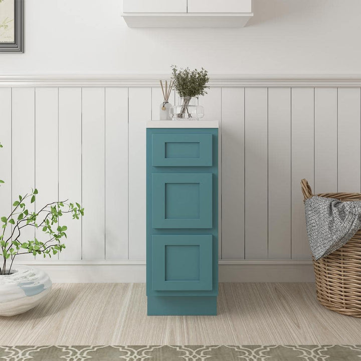 Vanity Art 12 in. W x 21 in. D x 32.5 in. H 3-Drawer Bath Vanity Cabinet Only in Sea Green