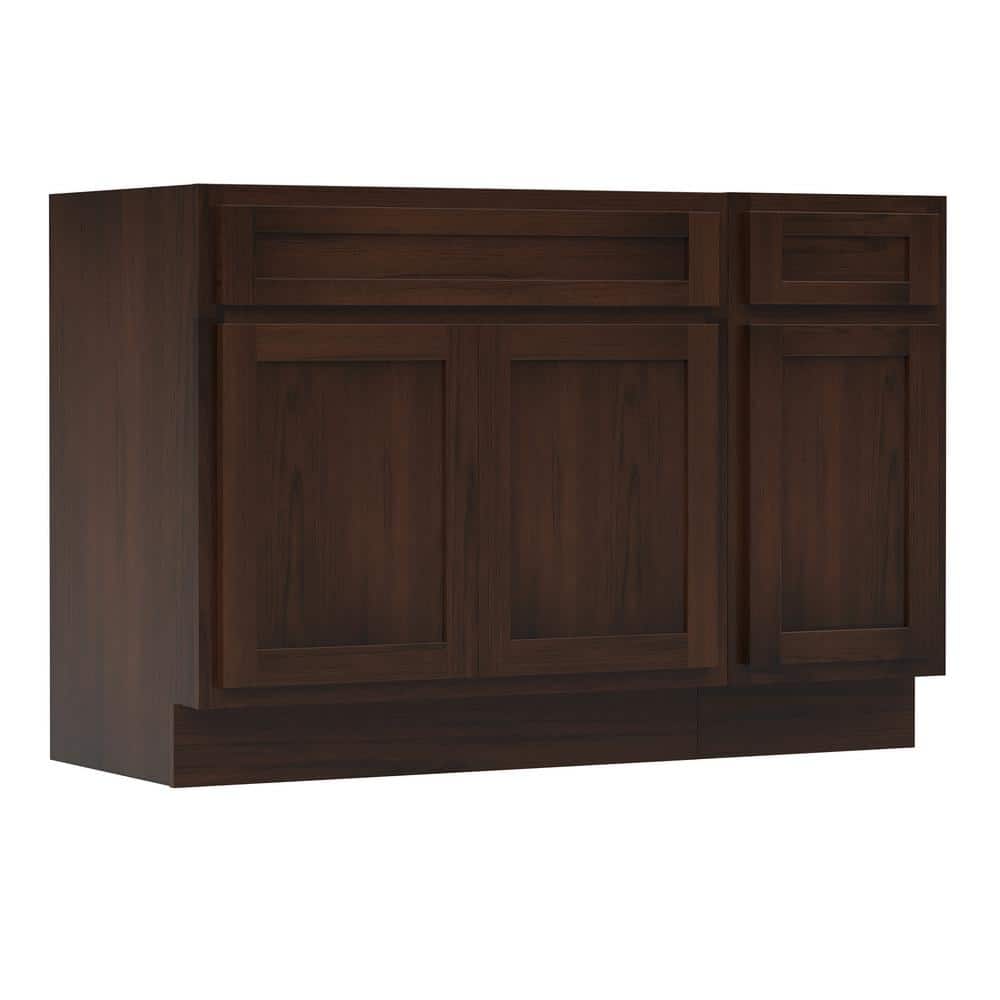 Vanity Art 51 in. W x 21 in. D x 32.5 in. H Bath Vanity Cabinet without Top in Brown
