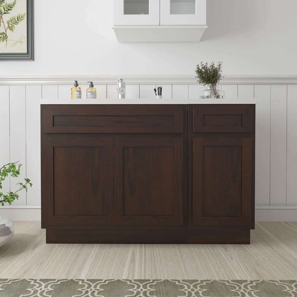 Vanity Art 51 in. W x 21 in. D x 32.5 in. H Bath Vanity Cabinet without Top in Brown