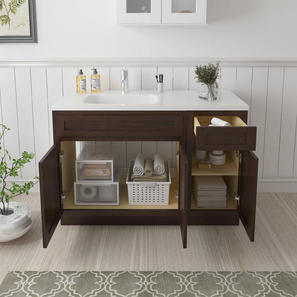 Vanity Art 51 in. W x 21 in. D x 32.5 in. H Bath Vanity Cabinet without Top in Brown