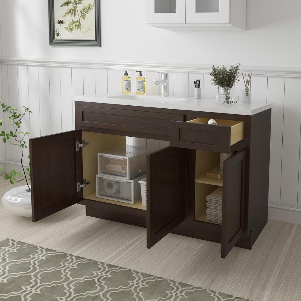 Vanity Art 54 in. W x 21 in. D x 32.5 in. H Bath Vanity Cabinet without Top in Brown