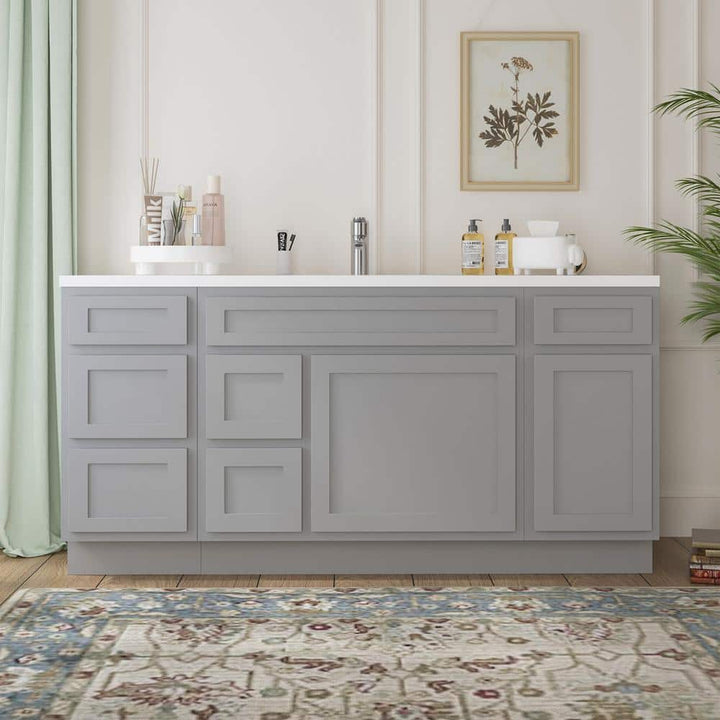 Vanity Art 66 in. W x 21 in. D x 32.5 in. H Bath Vanity Cabinet without Top in Gray