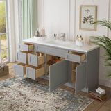 Vanity Art 66 in. W x 21 in. D x 32.5 in. H Bath Vanity Cabinet without Top in Gray