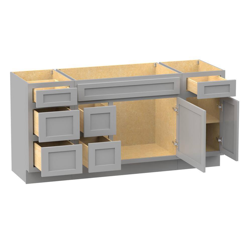 Vanity Art 66 in. W x 21 in. D x 32.5 in. H Bath Vanity Cabinet without Top in Gray