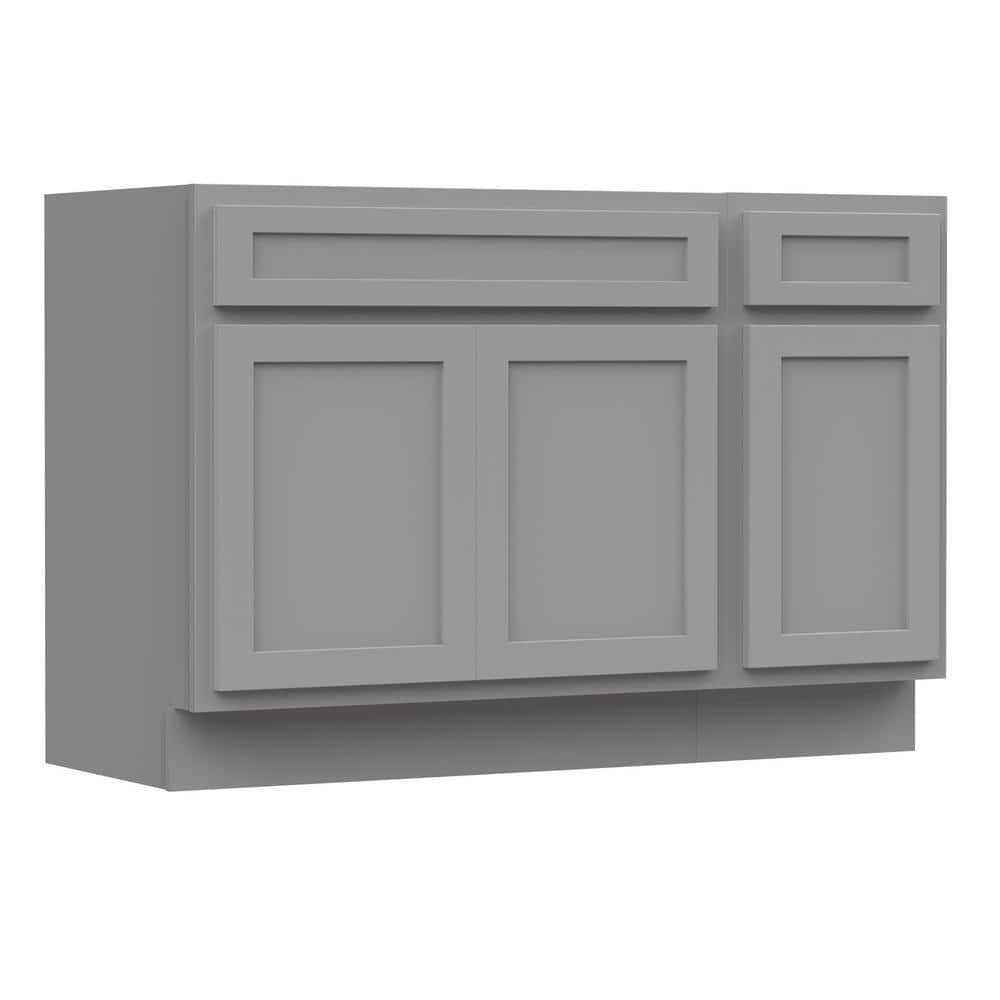 Vanity Art 51 in. W x 21 in. D x 32.5 in. H Bath Vanity Cabinet without Top in Gray