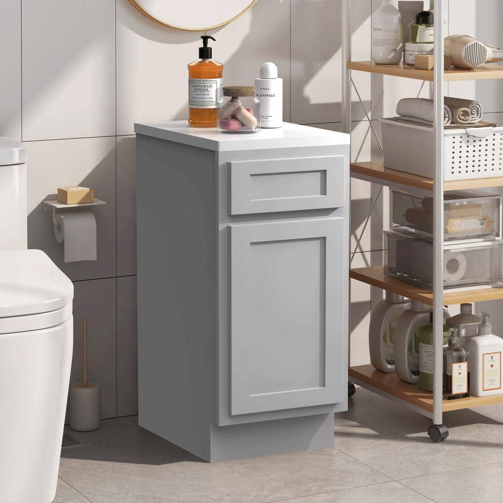 Vanity Art 15 in. W x 21 in. D x 32.5 in. H 1-Drawer Bath Vanity Cabinet Only in Gray