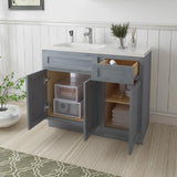 Vanity Art 39 in. W x 21 in. D x 32.5 in. H Bath Vanity Cabinet without Top in Silver