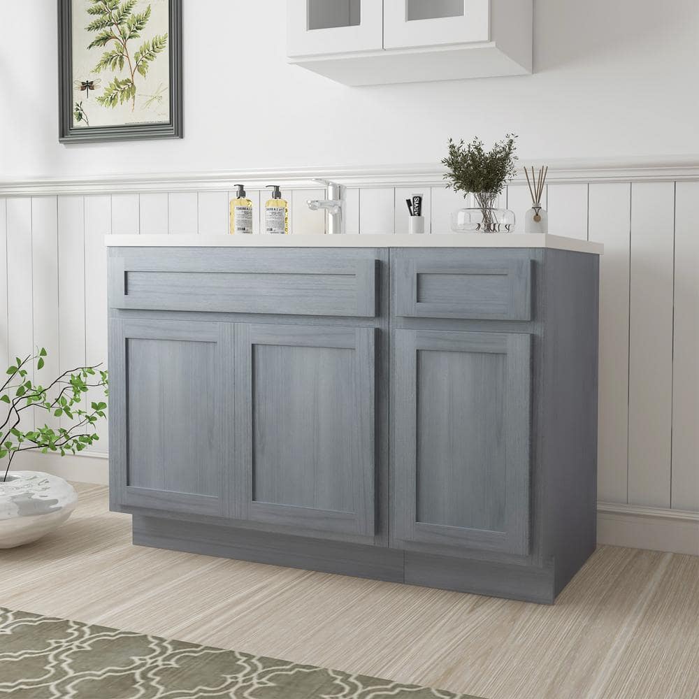 Vanity Art 45 in. W x 21 in. D x 32.5 in. H Bath Vanity Cabinet without Top in Silver