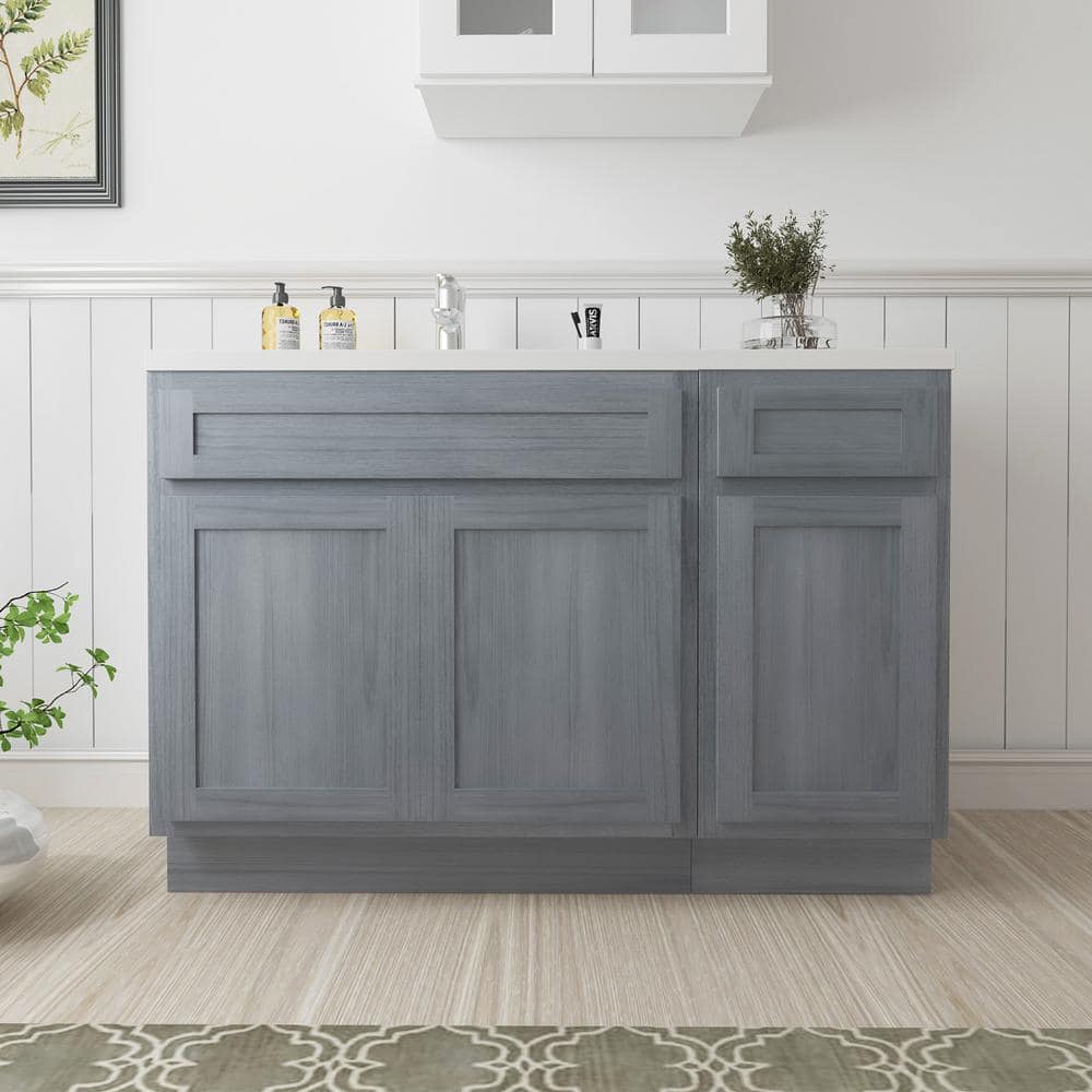 Vanity Art 45 in. W x 21 in. D x 32.5 in. H Bath Vanity Cabinet without Top in Silver