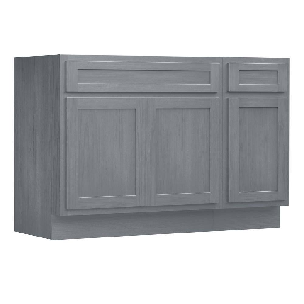 Vanity Art 45 in. W x 21 in. D x 32.5 in. H Bath Vanity Cabinet without Top in Silver