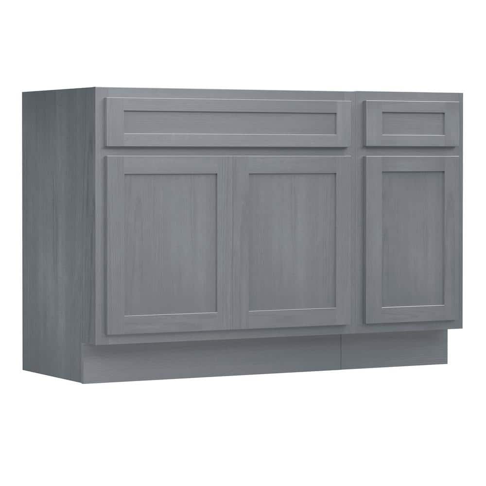 Vanity Art 51 in. W x 21 in. D x 32.5 in. H Bath Vanity Cabinet without Top in Silver