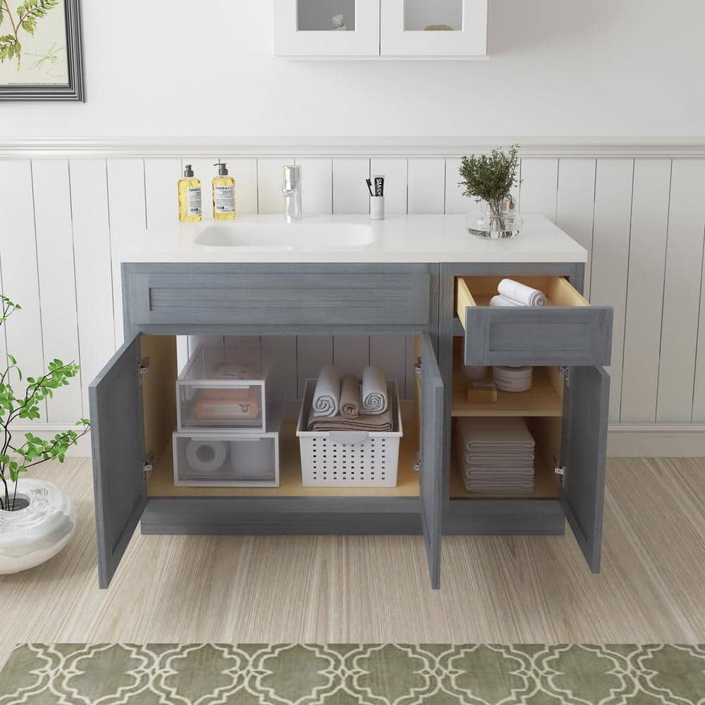 Vanity Art 51 in. W x 21 in. D x 32.5 in. H Bath Vanity Cabinet without Top in Silver