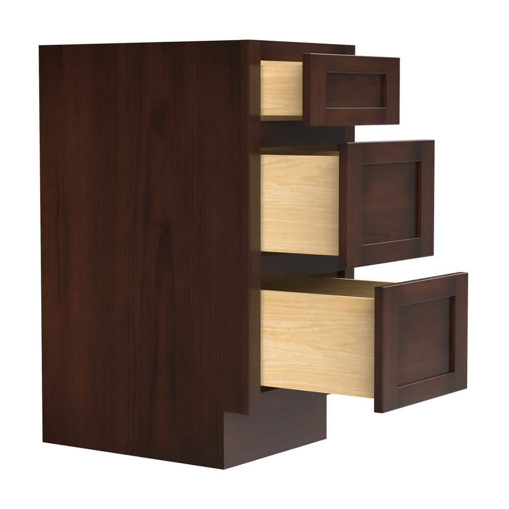 Vanity Art 15 in. W x 21 in. D x 32.5 in. H 3-Drawers Bath Vanity Cabinet Only in Brown